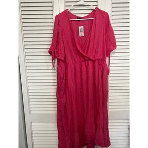 NWT Torrid Swiss Dot Flowy Maxi Wrap Dress Hot Pink Sz: 2 (18/20)